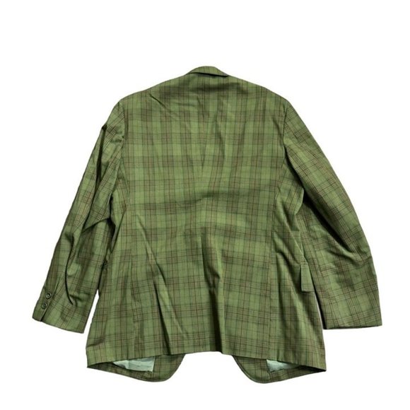 60s VTG Green Plaid 2 Button Sports Coat Blazer Town Craft JC Penney 40R NICE - Picture 9 of 10